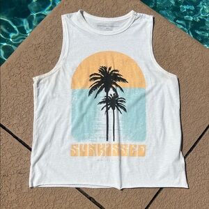 Spiritual Gangster White 'Sunkissed' Graphic Muscle Tank